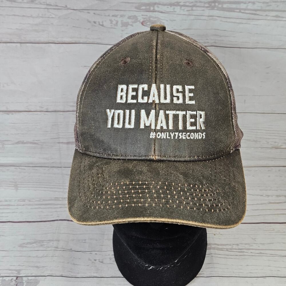 "Because You Matter" Port Authority Trucker Hat Men's Adjustable Distressed